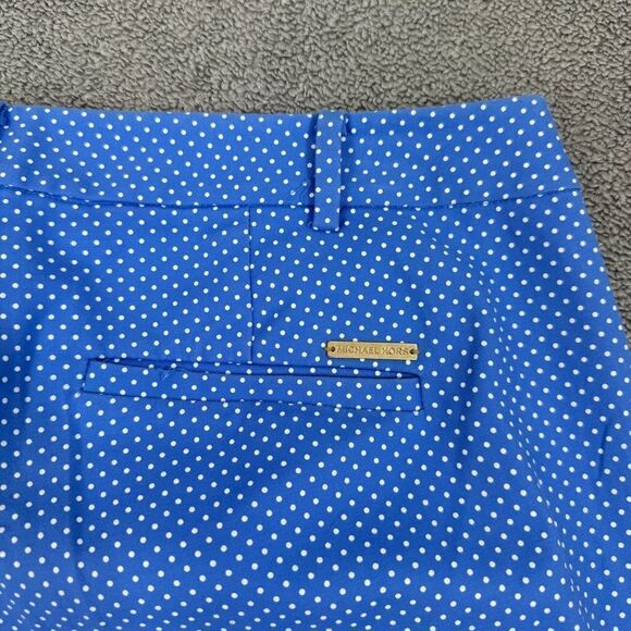 Michael Michael Kors Polkadot Crop Chino Pants Blue White 10 Cotton Twill - Picture 10 of 15